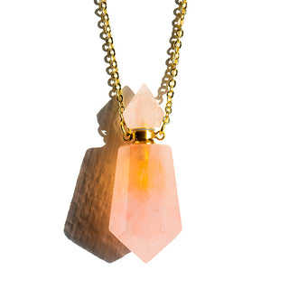 Rose Quartz Sacred Lotus Essential Oil Nectar Necklace