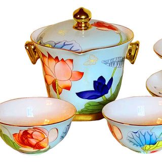 Metamorflotus Fine China Tea Set with Case