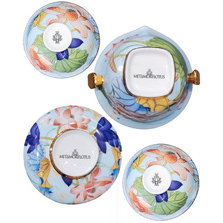 Metamorflotus Fine China Tea Set with Case